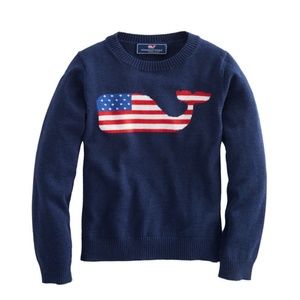 Vineyard Vines American Flag Whale Sweater KIDS XL